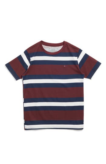 Shop Tommy Hilfiger Kids' Stripe Rugby Cotton T-shirt In Port