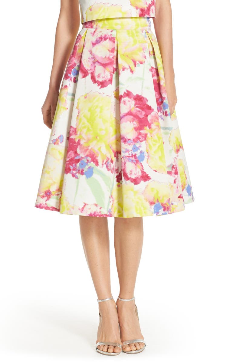 Eliza J Floral Print Faille Skirt | Nordstrom