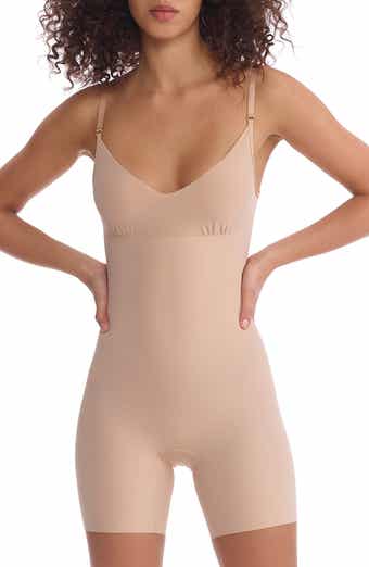 SPANX, OnCore Open-Bust Mid-Thigh Bodysuit, Soft Nude, 1X 