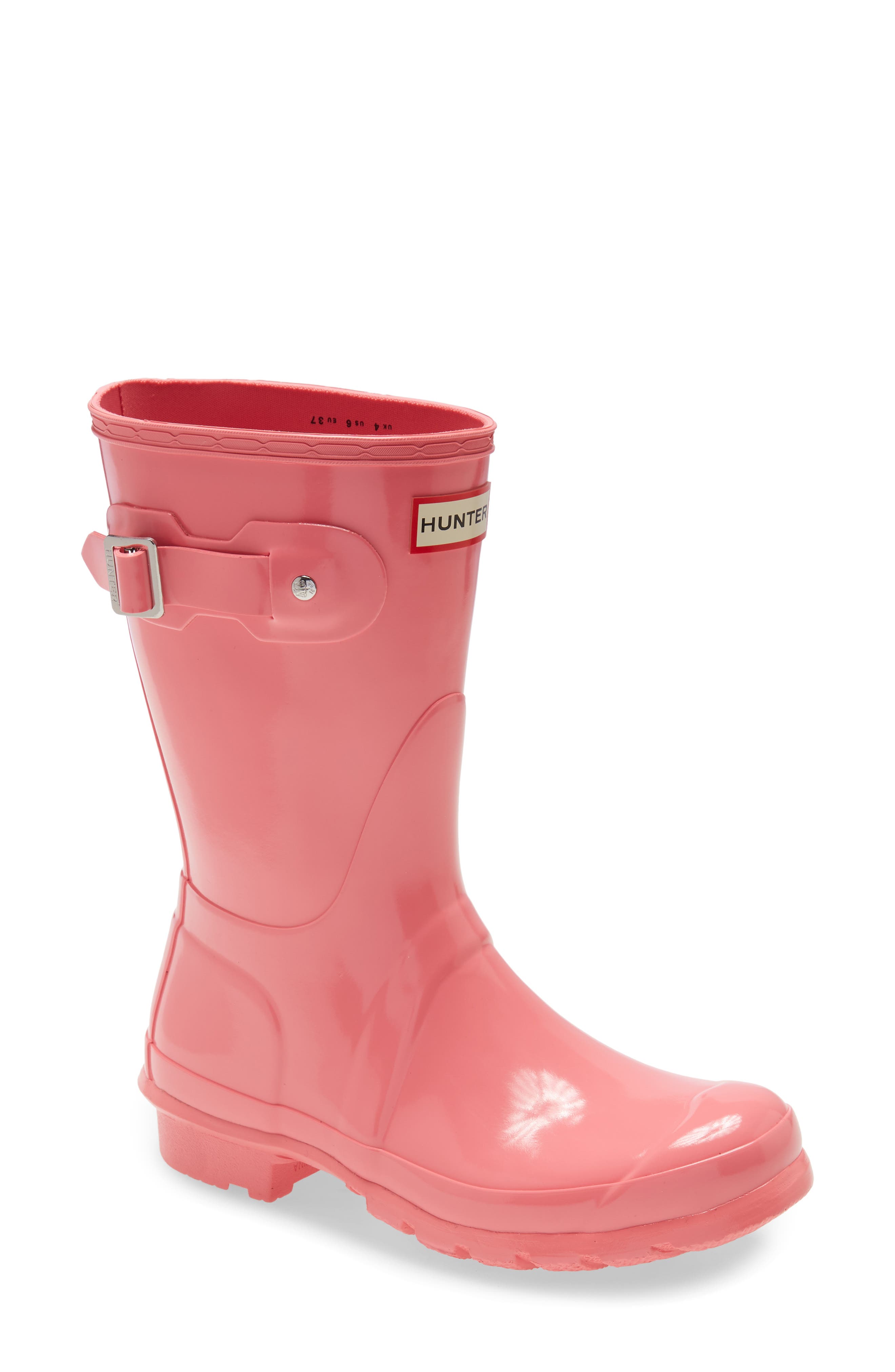 pink gloss hunter boots