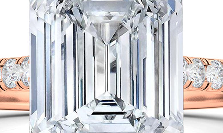 Hautecarat Emerald Cut & Pavé Lab Created Diamond 18k Gold Ring In 18k Rose Gold