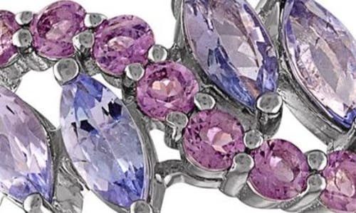 Fzn Sterling Silver Amethyst & Tanzanite Statement Ring In Silver/tanzanite/amethyst