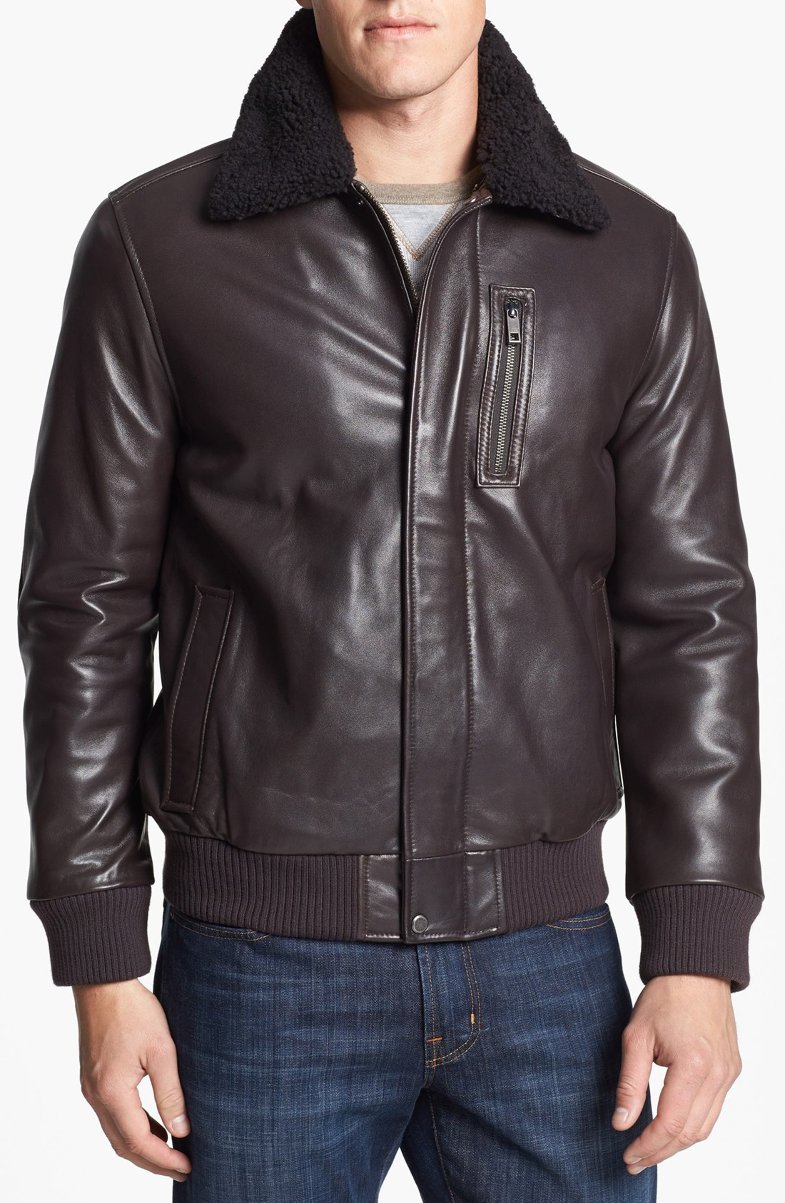 Andrew Marc 'Stewart' Bomber Jacket with Faux Shearling Collar | Nordstrom