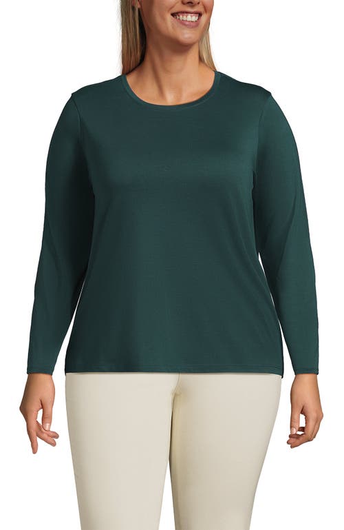 Shop Lands' End Plus Size Relaxed Supima Cotton Long Sleeve Crew Neck T-shirt In Deep Forest