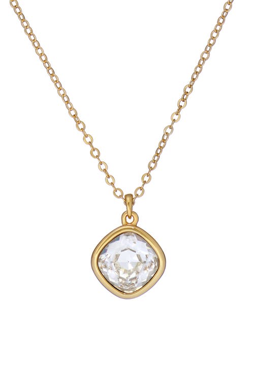Crastel Round Crystal Pendant Necklace in Gold Tone/Clear Crystal