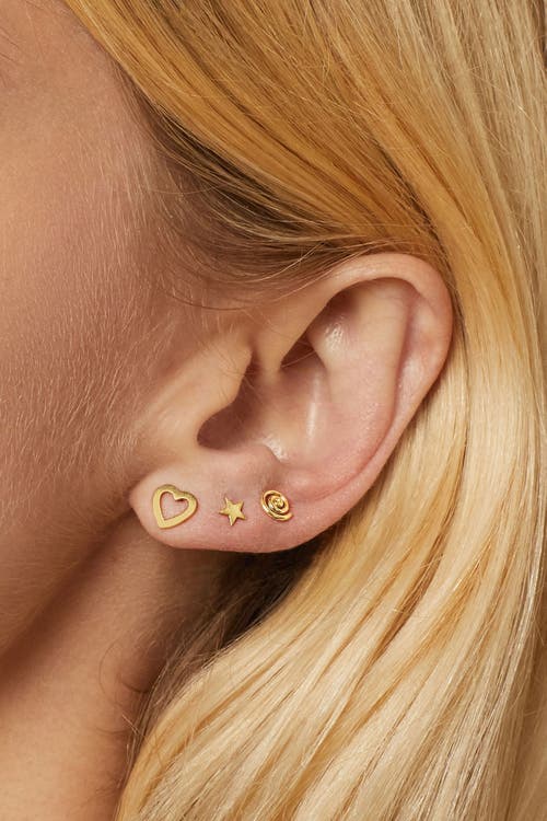 Oradina 10k Gold Starry Night Stud Earrings In Yellow Gold