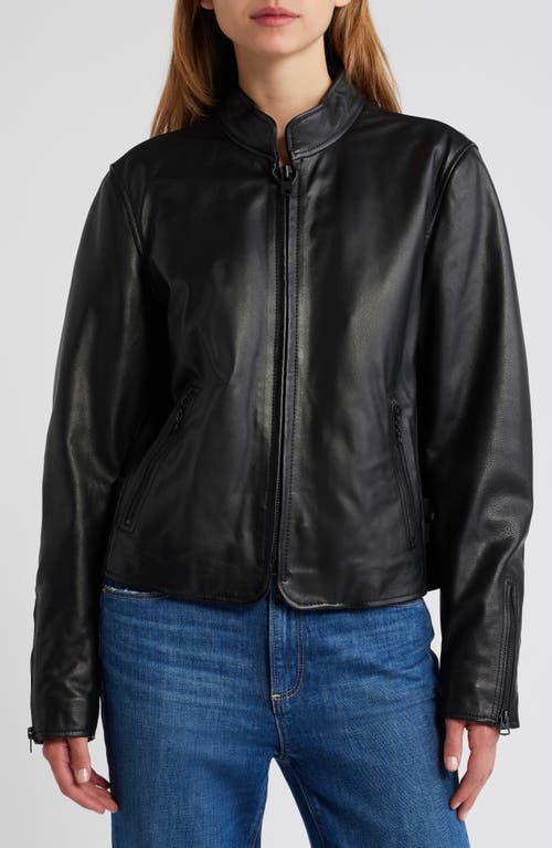 Shop Schott Nyc Cafe Racer Leather Jacket In Black