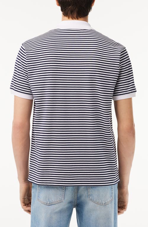 Shop Lacoste Original L.12.12 Petit Piqué Knit Polo In Marine/blanc