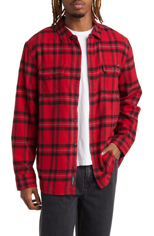 Vans Westminster Plaid Flannel Button-Up Shirt in Chili Pepper-Black at Nordstrom, Size Small