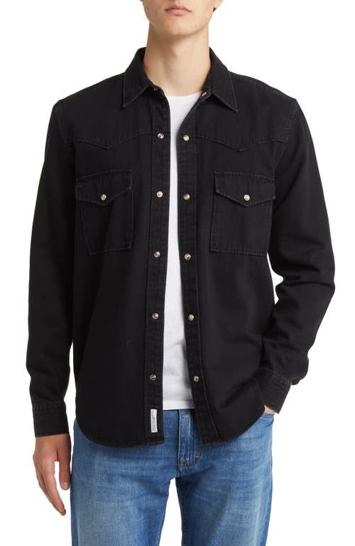 Closed Western Cotton Snap-Up Shirt in Black/Black at Nordstrom, Size X-Large