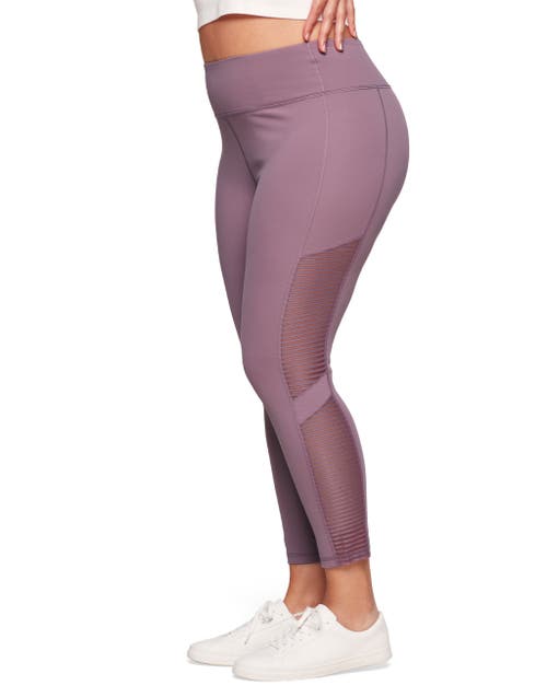 Adore Me Cali Active 7/8 Legging With Striped Mesh In Dark Purple