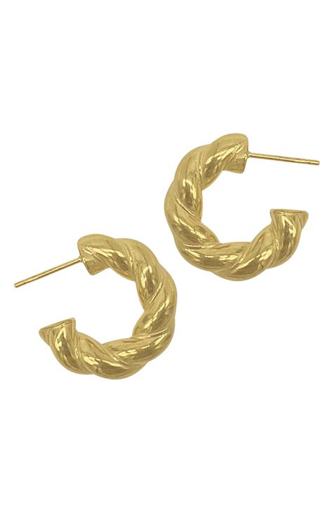 Water Resistant Twisted Hoop Earrings