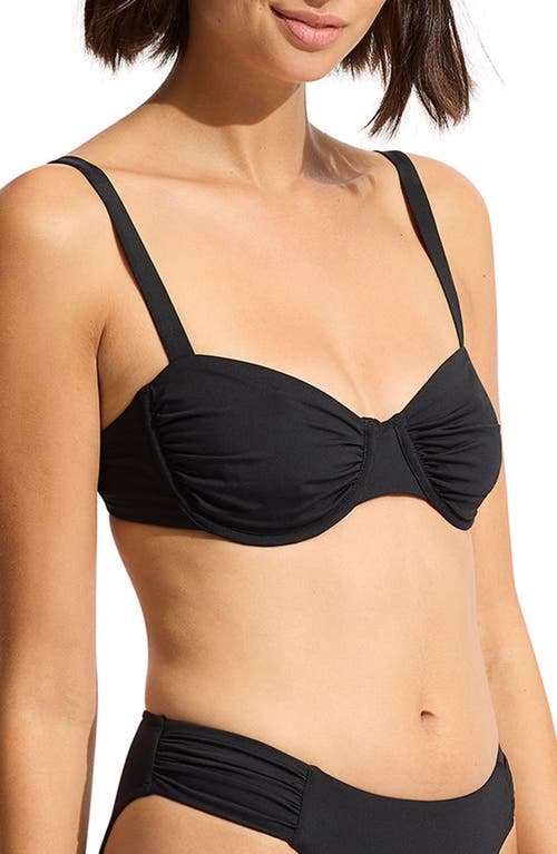 Shop Seafolly Ruched Underwire Bikini Top In Black