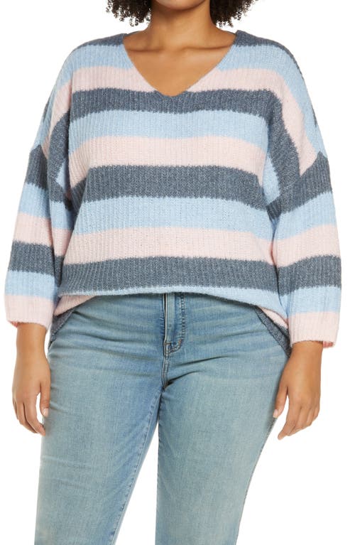 Julie Stripe Sweater in China Blue Comb
