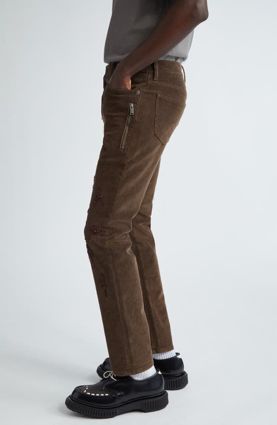 Shop Undercover Embellished Straight Leg Corduroy Pants In Brown