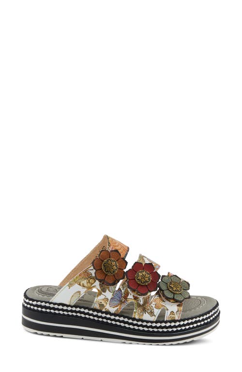 L'artiste By Spring Step Naomi Platform Slide Sandal In Tan Multi