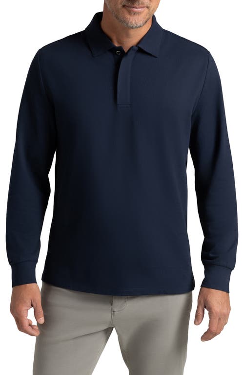 Biscayne Long Sleeve Supima Cotton Blend Polo in Midnight Navy