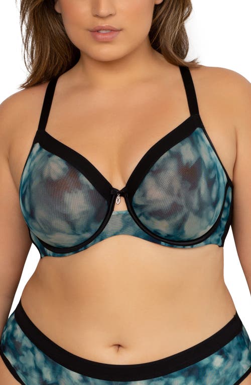 Curvy Couture Full Figure Mesh Underwire Bra in Floral Wash