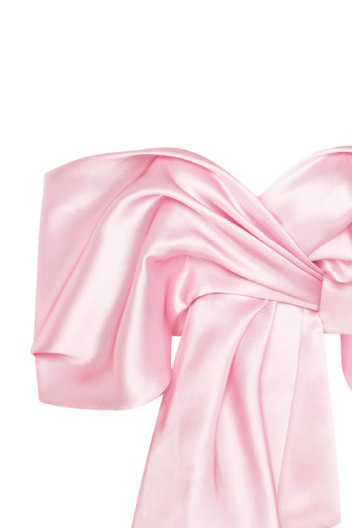 MILLA MILLA PINK ORGANZA OFF-SHOULDER BLOUSE WITH MERINGUE FLOUNCES 