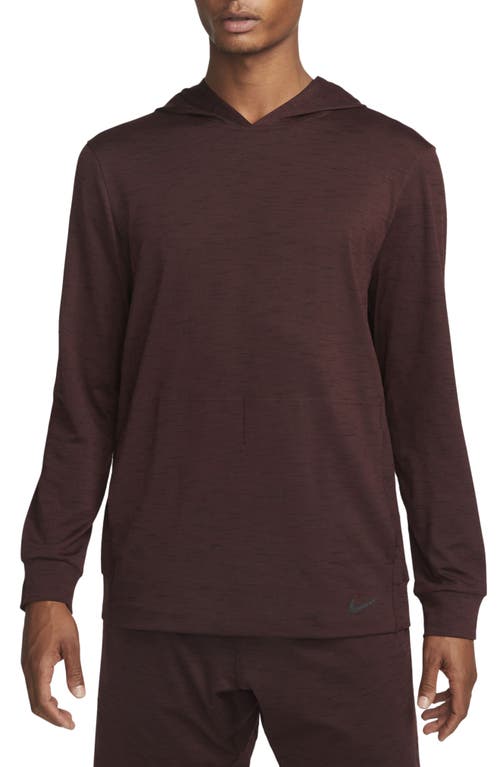 Nike Yoga Dri-FIT Fleece Hoodie in Burgundy/Brown/Heather at Nordstrom, Size Medium R