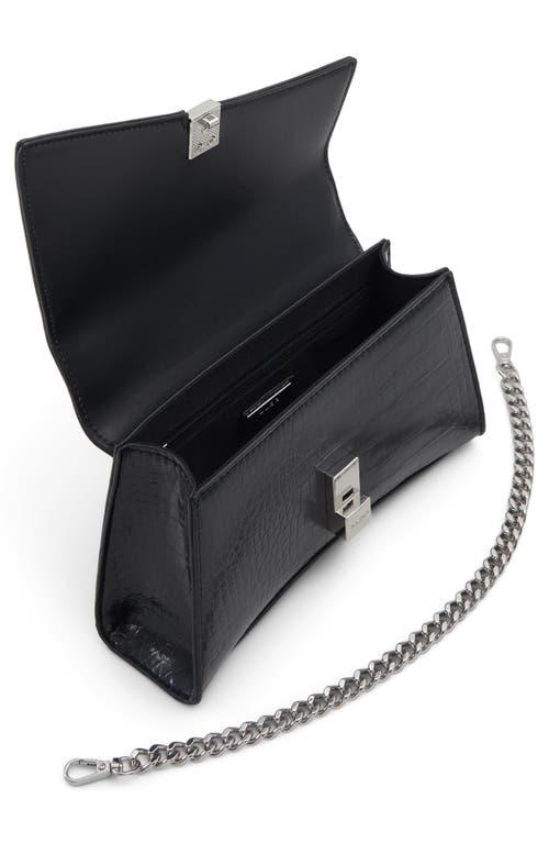 Aldo Croc Embossed Faux Leather Top Handle Bag In Black