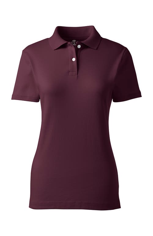 Shop Lands' End School Uniform  Short Sleeve Feminine Fit Interlock Polo Shirt In Burgundy