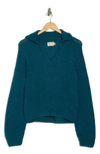 Nation Ltd Georgie Collared Sweater In Deep Teal