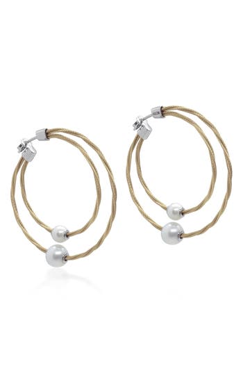 Shop Alor ® Cultured Freshwater Pearl Rope Hoop Earrings In Yellow Gold