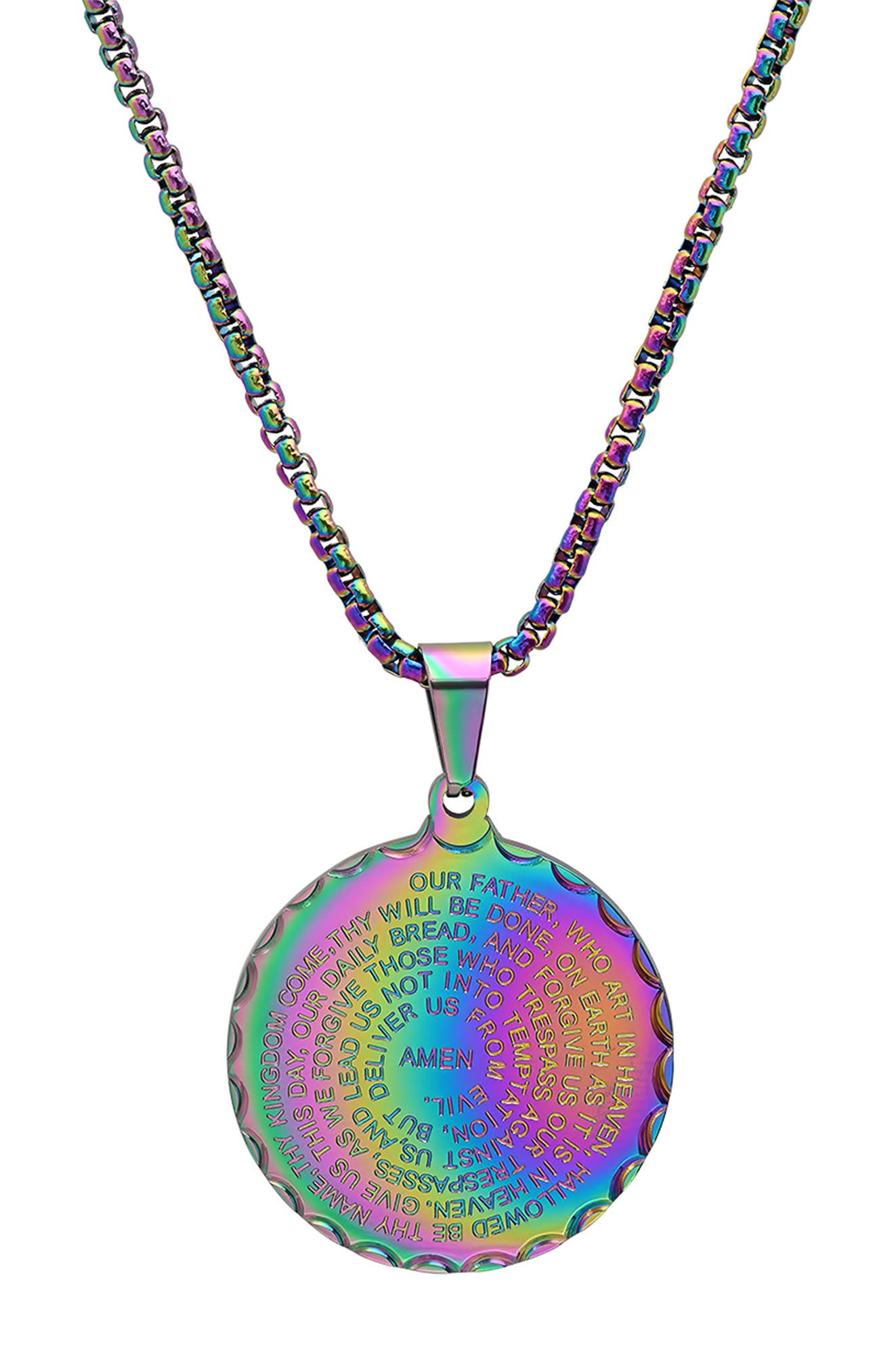 Hmy Jewelry The Lord's Prayer Medallion Necklace In Multi