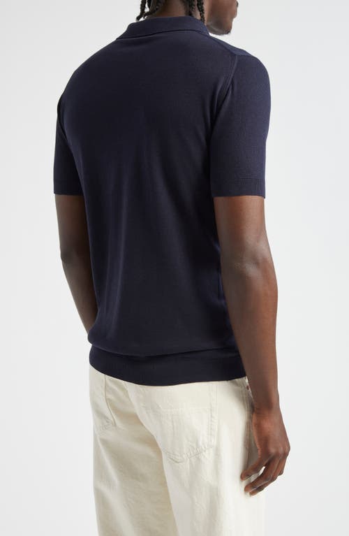 John Smedley Roth Solid Sweater Polo In Navy