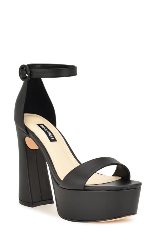 Nine West Ivana Ankle Strap Platform Sandal Black at Nordstrom,