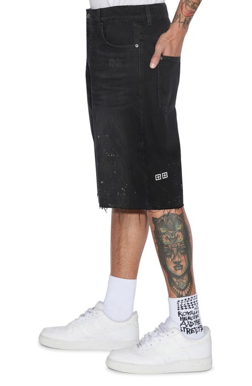 Shop Ksubi Maxx Wide Leg Cutoff Denim Shorts In Black