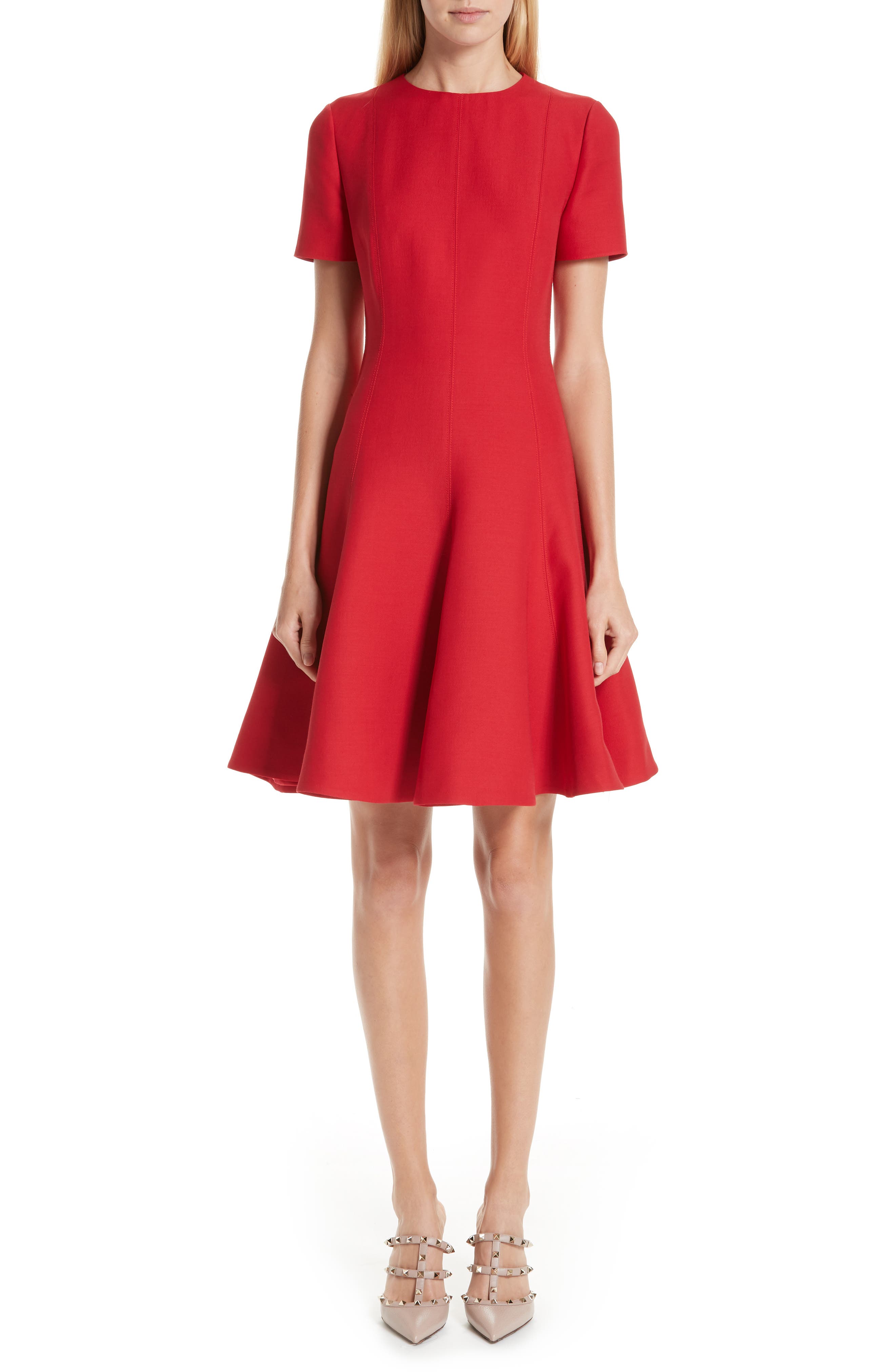 Valentino Crepe A-Line Dress, Red