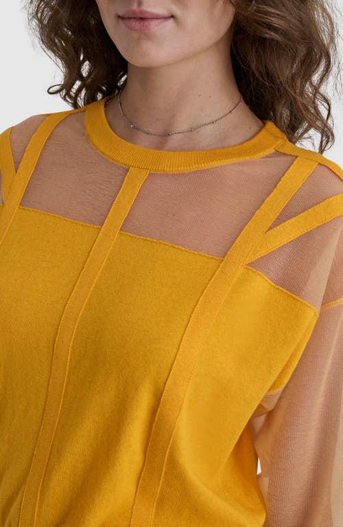 Shop Dkny Seam Detail Sheer Sweater In Goldenrod