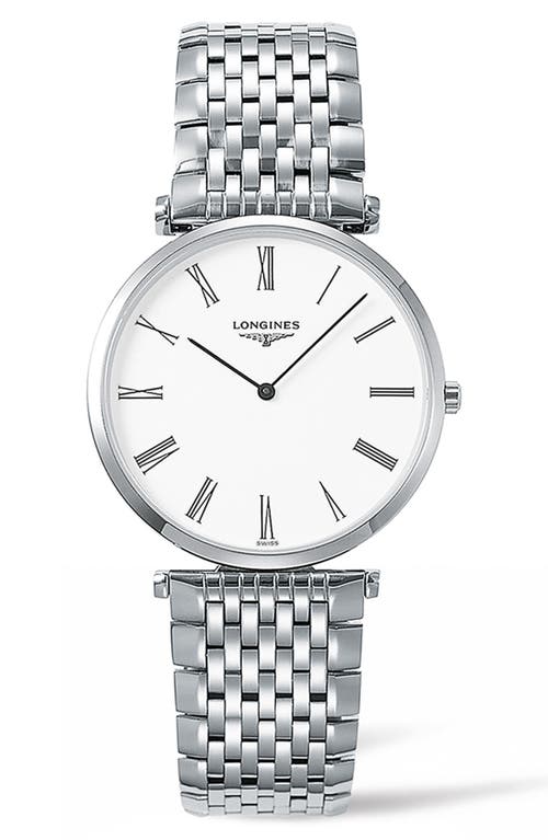 La Grande Classique de Longines Bracelet Watch, 34mm in Silver/White/Silver at Nordstrom