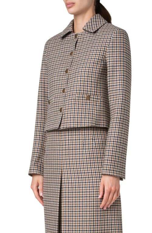 AKRIS PUNTO AKRIS PUNTO HOUNDSTOOTH SHETLAND WOOL TWEED CROP JACKET