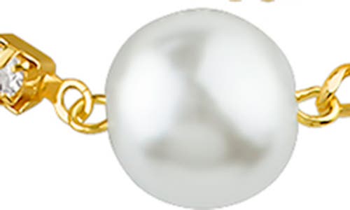 Shop Cz By Kenneth Jay Lane Faux Pearl & Cz Curb Chain Necklace In White/clear/gold