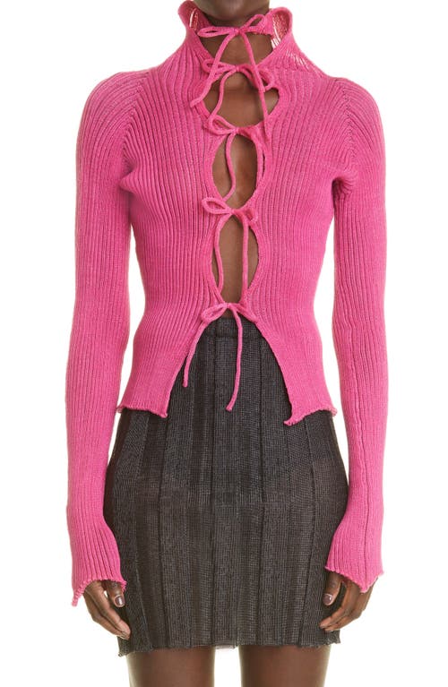 A. Roege Hove Emma Ribbed Cotton Blend Cardigan in Berry