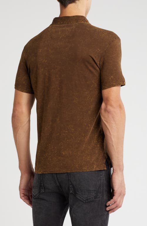 John Varvatos Marble Wash Cotton Polo In Dark Brown