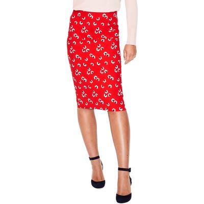 Petite Boden Richmond Stretch Cotton Pencil Skirt, Red