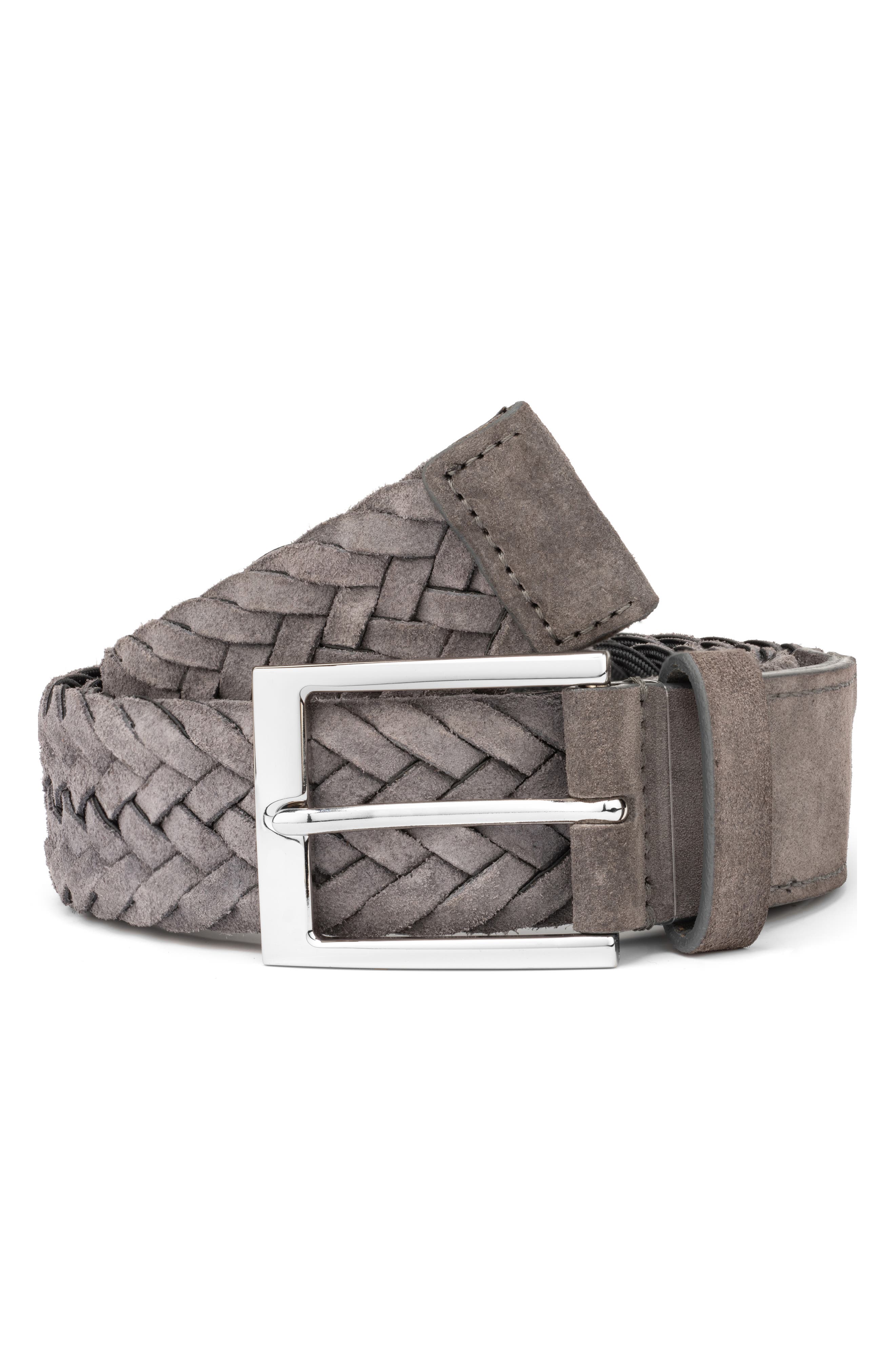 mens grey woven belt