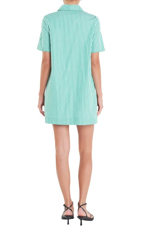 Shop English Factory Stripe Shirtdress In Kelly Green