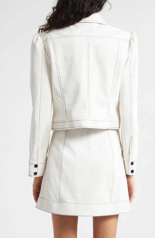 Shop Cinq À Sept Ciara Topstitch Detail Jacket In White/navy