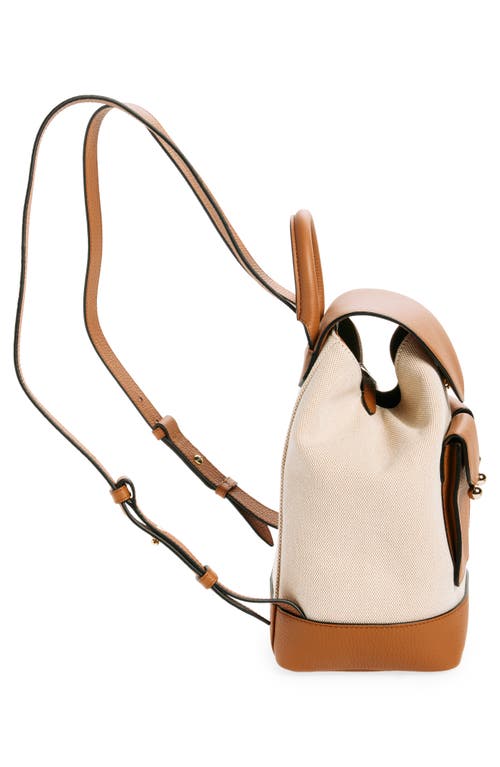 Shop Strathberry Osette Canvas & Leather Backpack In Ecru/tan