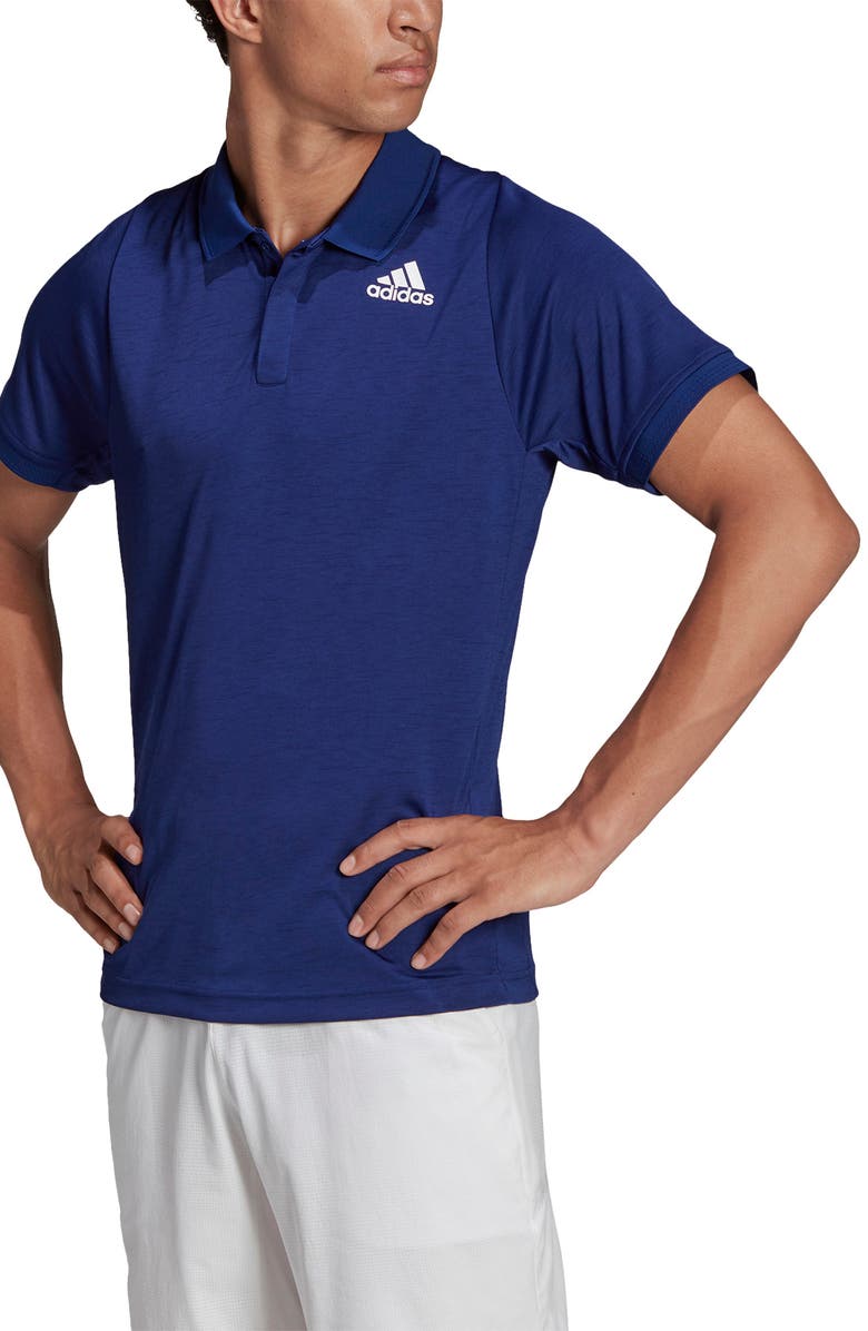 ADIDAS Tennis Freelift Primegreen Performance Polo, Main, color, VICTORY BLUE/ WHITE