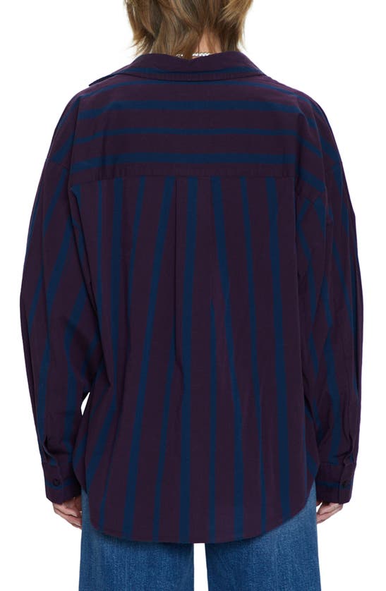 Pistola Sloane High-low Stretch Cotton Shirt In Aubergine Cobalt