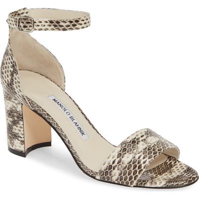 Manolo Blahnik Laurato Genuine Snakeskin Sandal, White