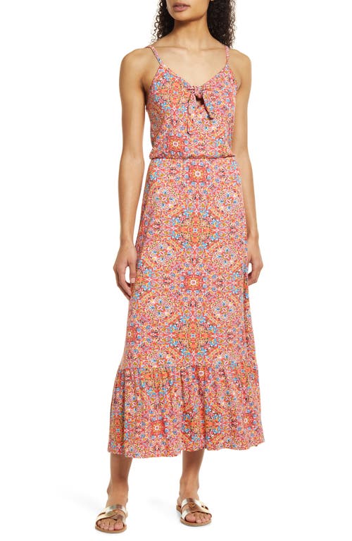 Loveappella Tie Front Maxi Sundress Coral at Nordstrom,