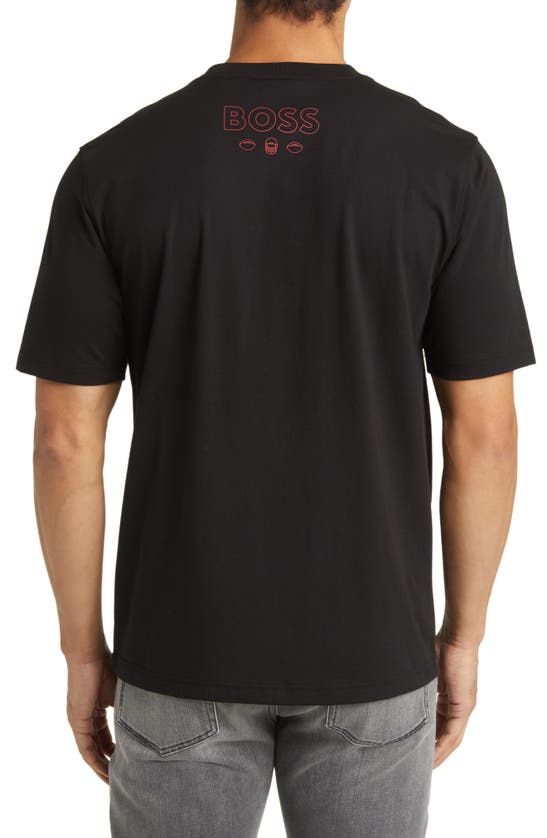 Hugo Boss Boss X Nfl Stretch Cotton Graphic T-shirt In New York Giants Black
