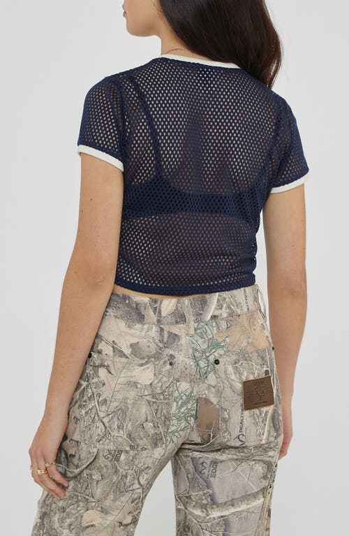 GUESS GUESS LOGO RINGER MESH GRAPHIC T-SHIRT 